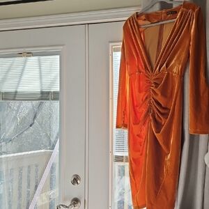 SHEIN Rust Velvet Dress